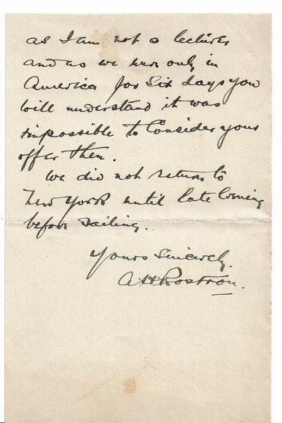Image for LETTER SIGNED by HERO OF THE TITANIC ARTHUR ROSTRON