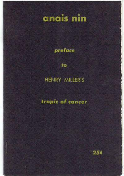 Image for PREFACE TO HENRY MILLER'S TROPIC OF CANCER.