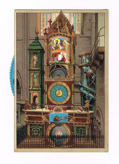 Image for A SUPERB COLOR POSTCARD OF THE SCHWILGUE ASTRONOMICAL CLOCK IN THE STRASBOURG CATHEDRAL, WITH A WONDERFUL MOVEABLE WHEEL WHEREBY THE SAINTS CAN MOVE N A PROCESSION WITHIN THE TOP WINDOW OF THE CLOCK, ENTITLED "L'HORLOGE ASTRONOMIQUE DE LA CATHEDRALE."
