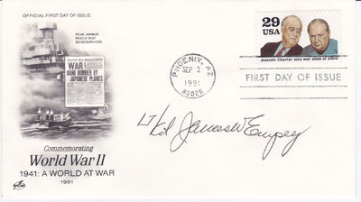 Image for FIRST DAY COVER SIGNED BY WORLD WAR II ACE FIGHTER PILOT JAMES W. EMPEY.