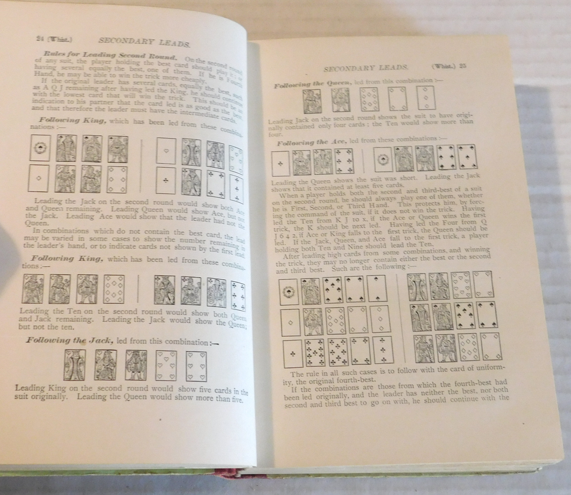 FOSTER'S ENCYCLOPEDIA OF GAMES, INCLUDING ALL THE INDOOR GAMES PLAYED AT THE PRESENT DAY. With Suggestions for Good Play, a Full Code of Laws, Illustrative Hands and a Brief Statement of the Doctrine of Chances as Applied to Games.