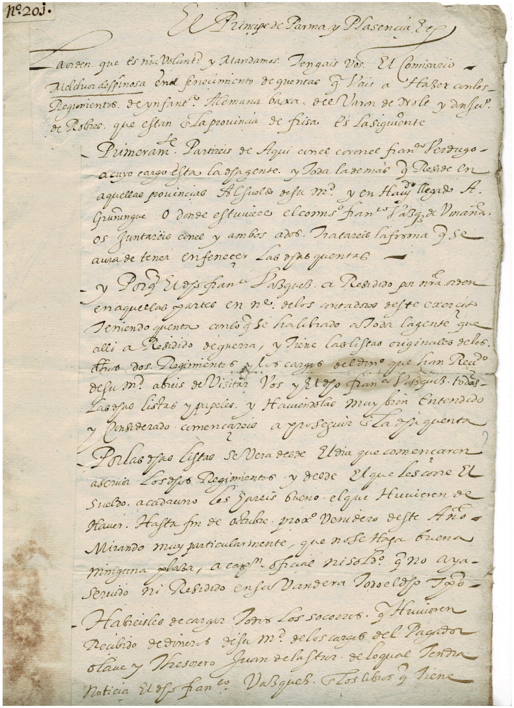 Image for AN IMPORTANT LETTER SIGNED by the MILITARY LEADER, the PRINCE of PARMA ALEXANDER FARNESE, REFLECTING HIS CONCERN FOR HIS GERMAN MERCENARY TROOPS, WRITTEN ONLY 2 WEEKS BEFORE BECOMING DUKE OF PARMA. AN IMPORTANT LETTER SIGNED by the MILITARY LEADER, the PRINCE of PARMA ALEXANDER FARNESE, REFLECTING HIS CONCERN FOR HIS GERMAN MERCENARY TROOPS, WRITTEN ONLY 2 WEEKS BEFORE BECOMING DUKE OF PARMA.