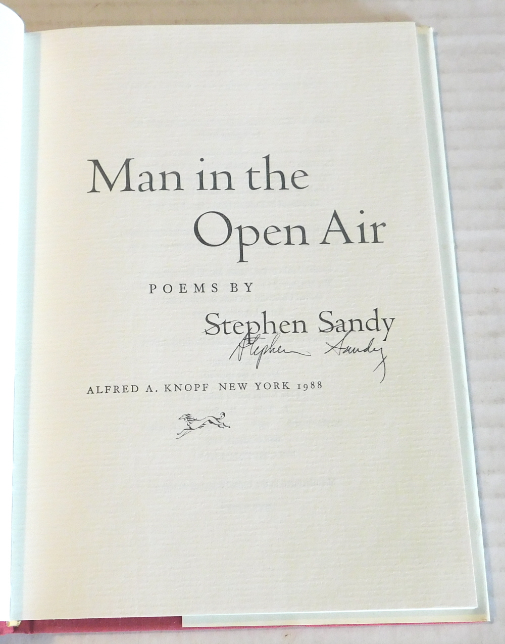 MAN IN THE OPEN AIR. Poems. [SIGNED by STEPHEN SANDY].